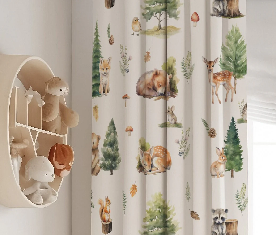 Beige Woodland Blackout Curtains - Image 3