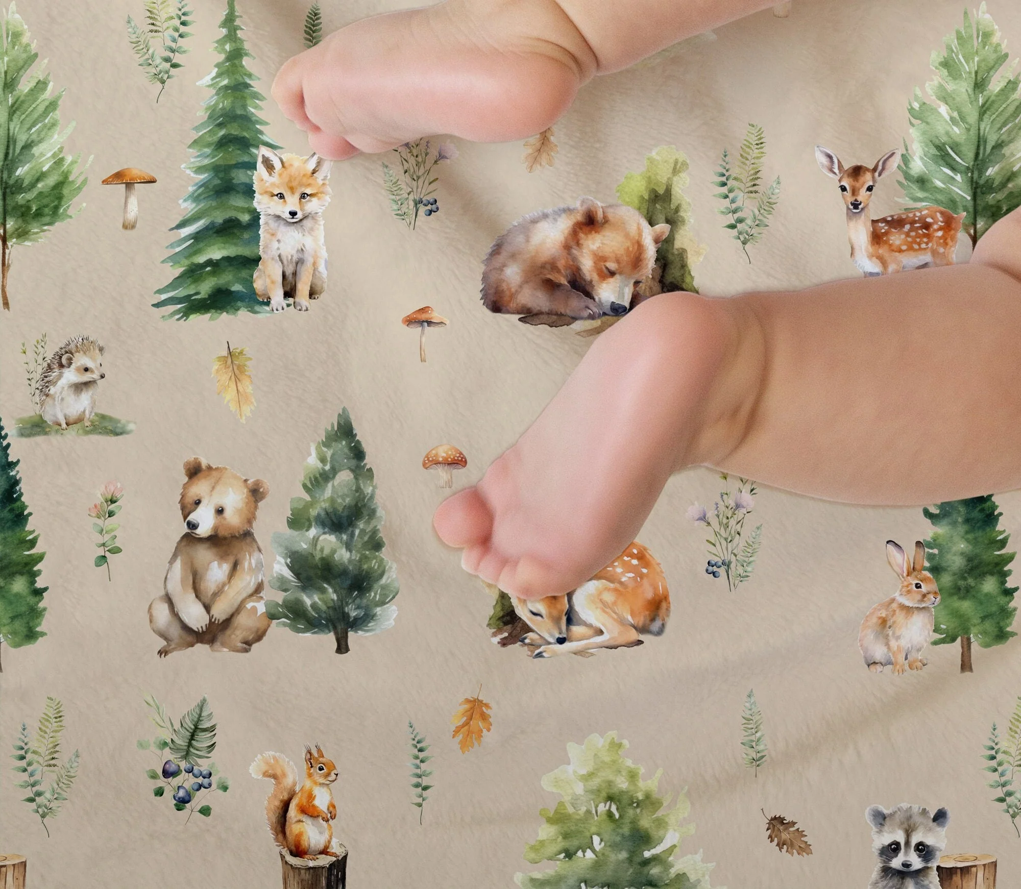 Beige Woodland Personalized Blanket For Boy - Image 4