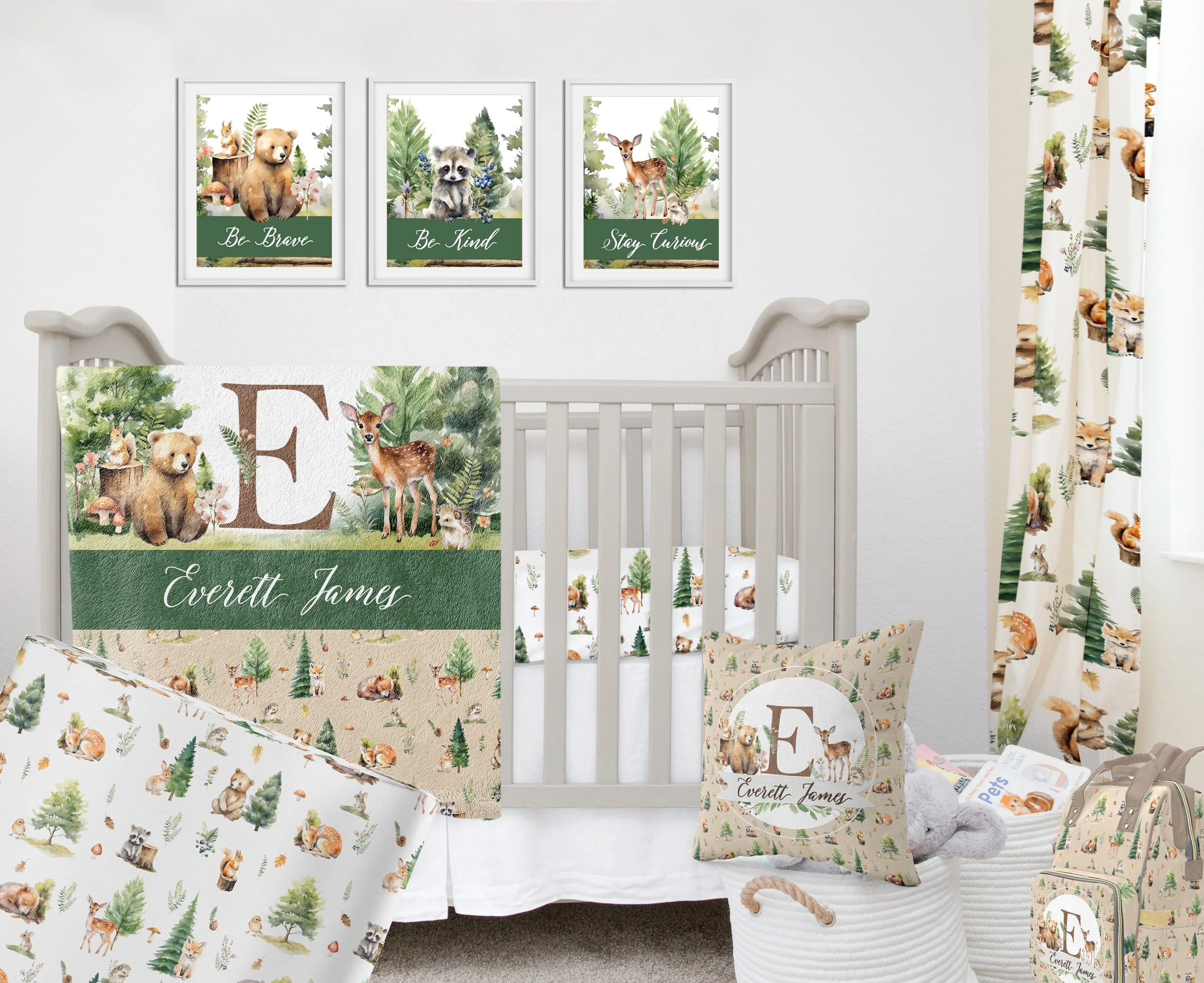 Beige Woodland Personalized Diaper Bag - Image 8