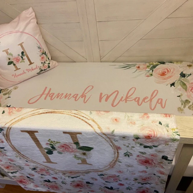 Blush Florals Personalized Crib Sheet for Girl - Image 4