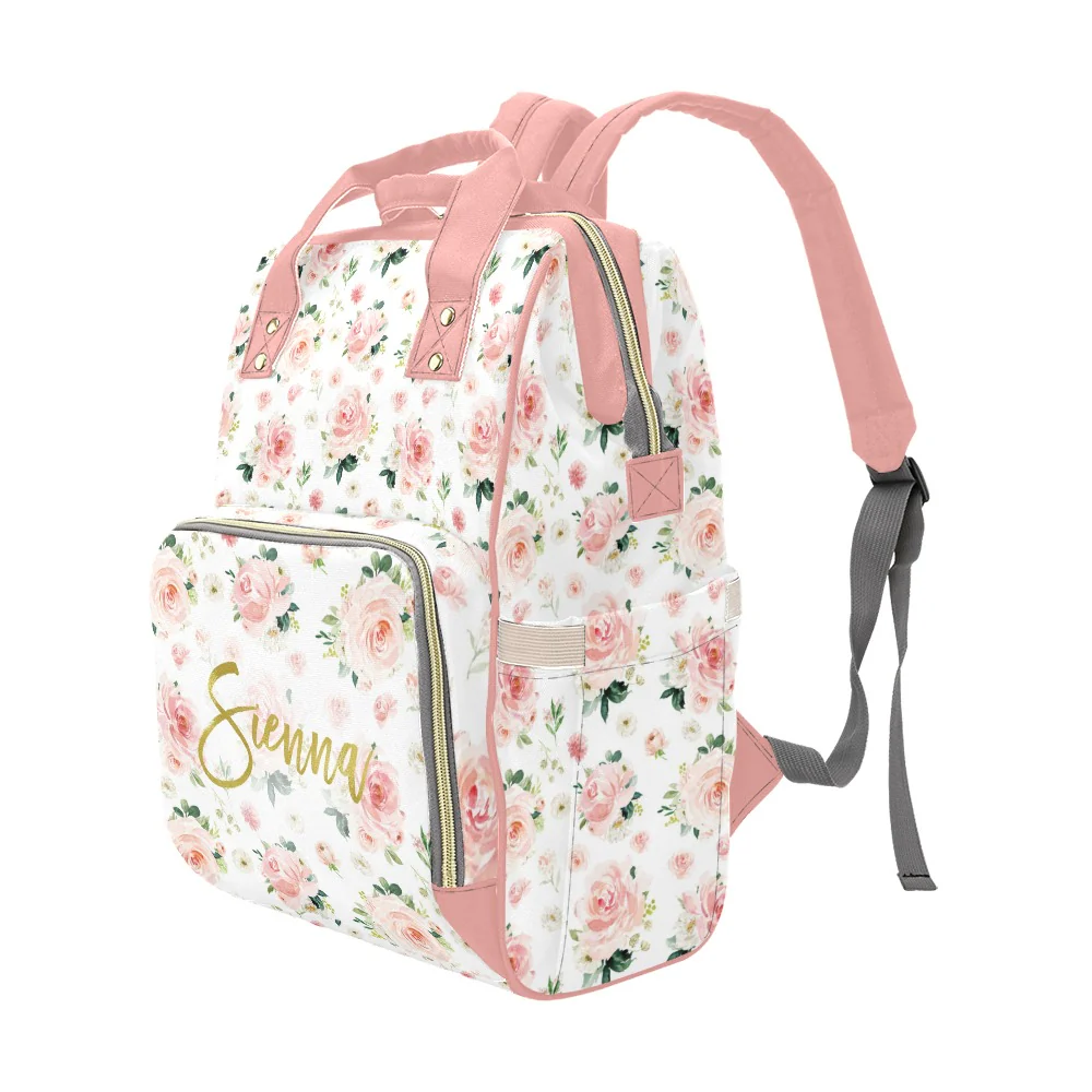 Blush Florals Personalized Diaper Bag - Image 8