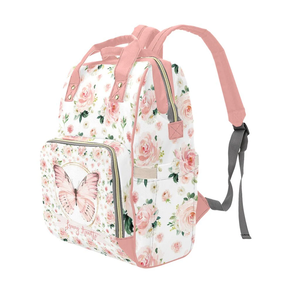 Blush Florals with Butterfly Personalized Diaper Bag - Image 5