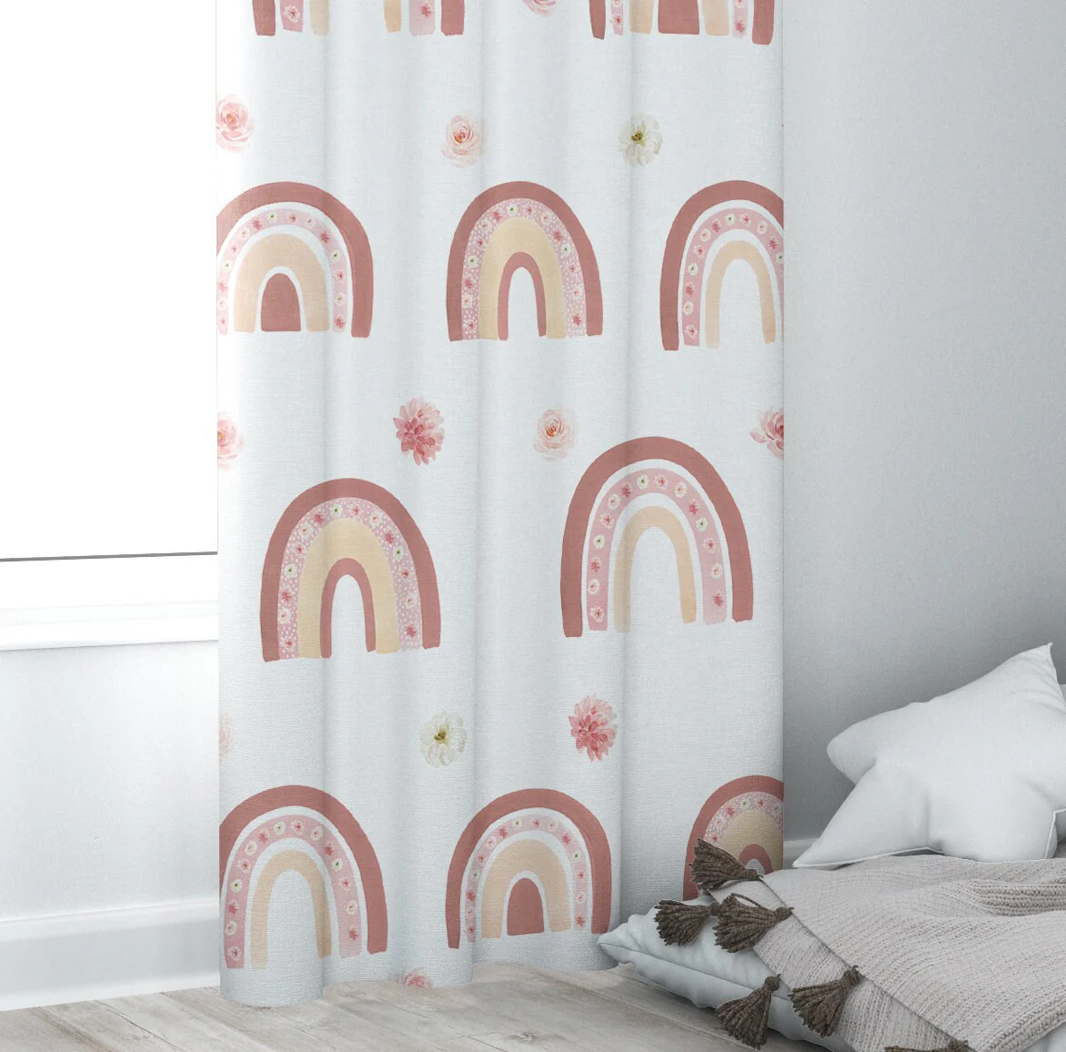 Blush Florals with Rainbows Blackout Curtains - Image 2