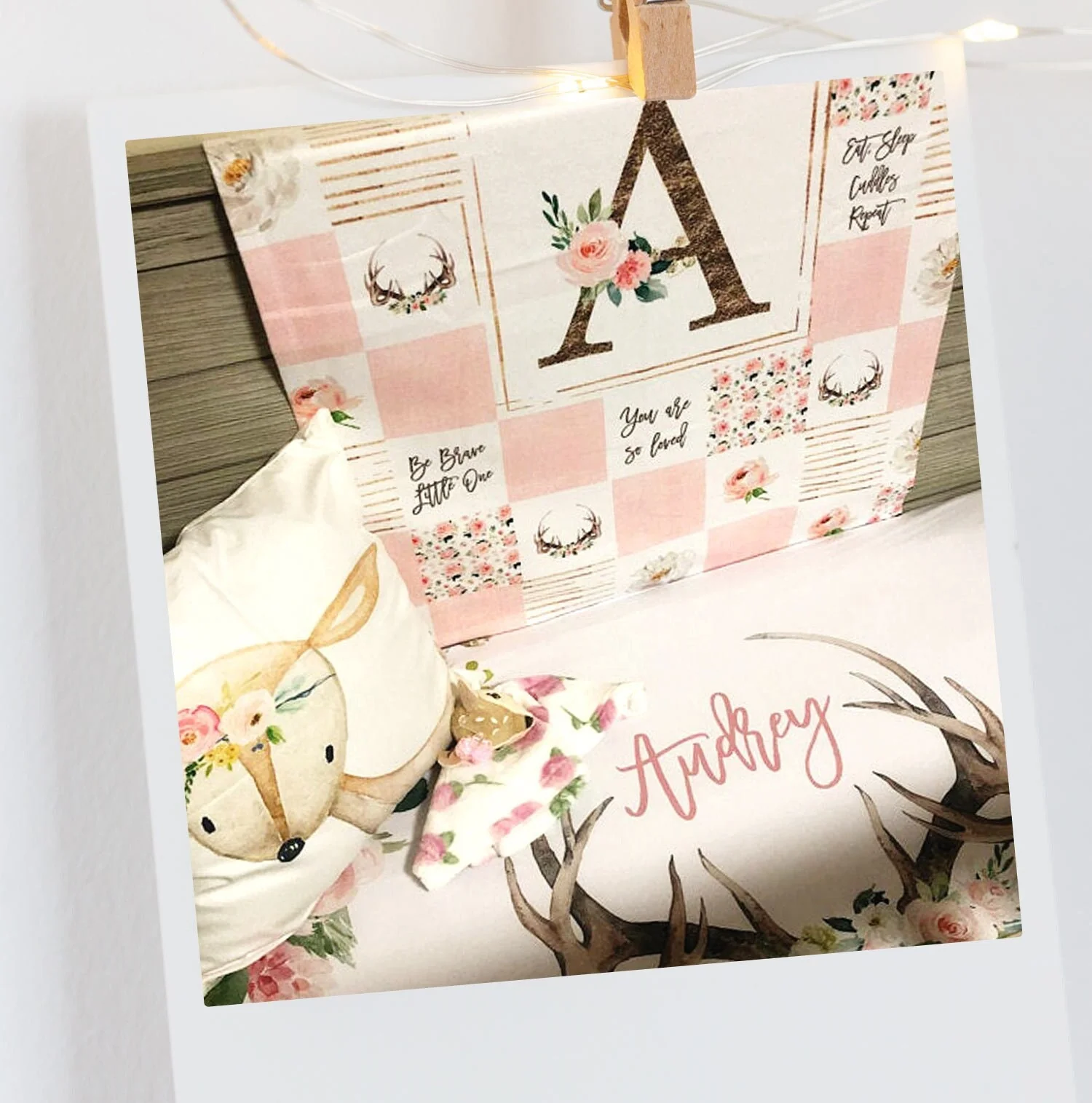 Boho Antlers Personalized Blanket for Girl - Image 2