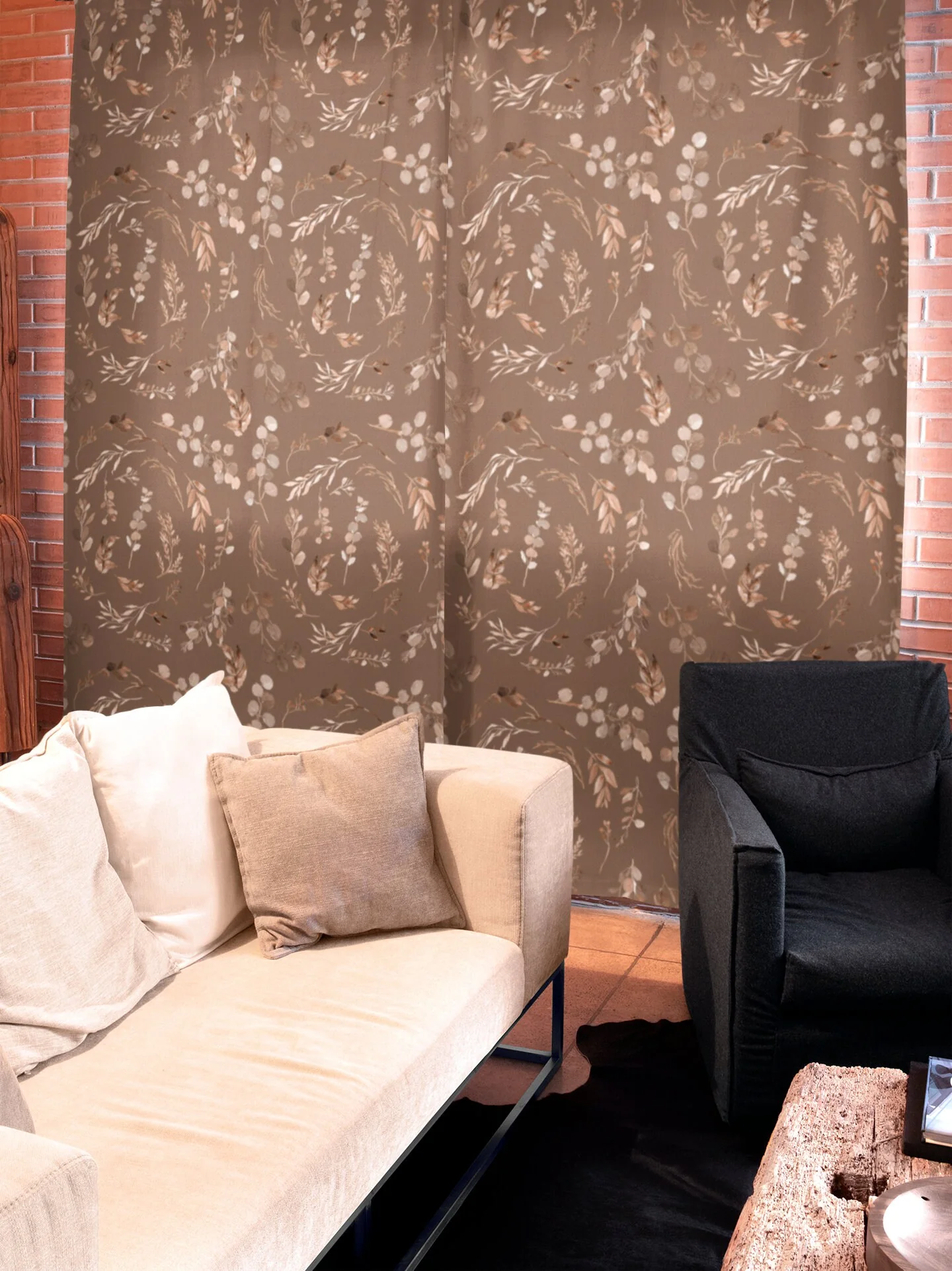 Brown Leaves Blackout Curtains - Image 3