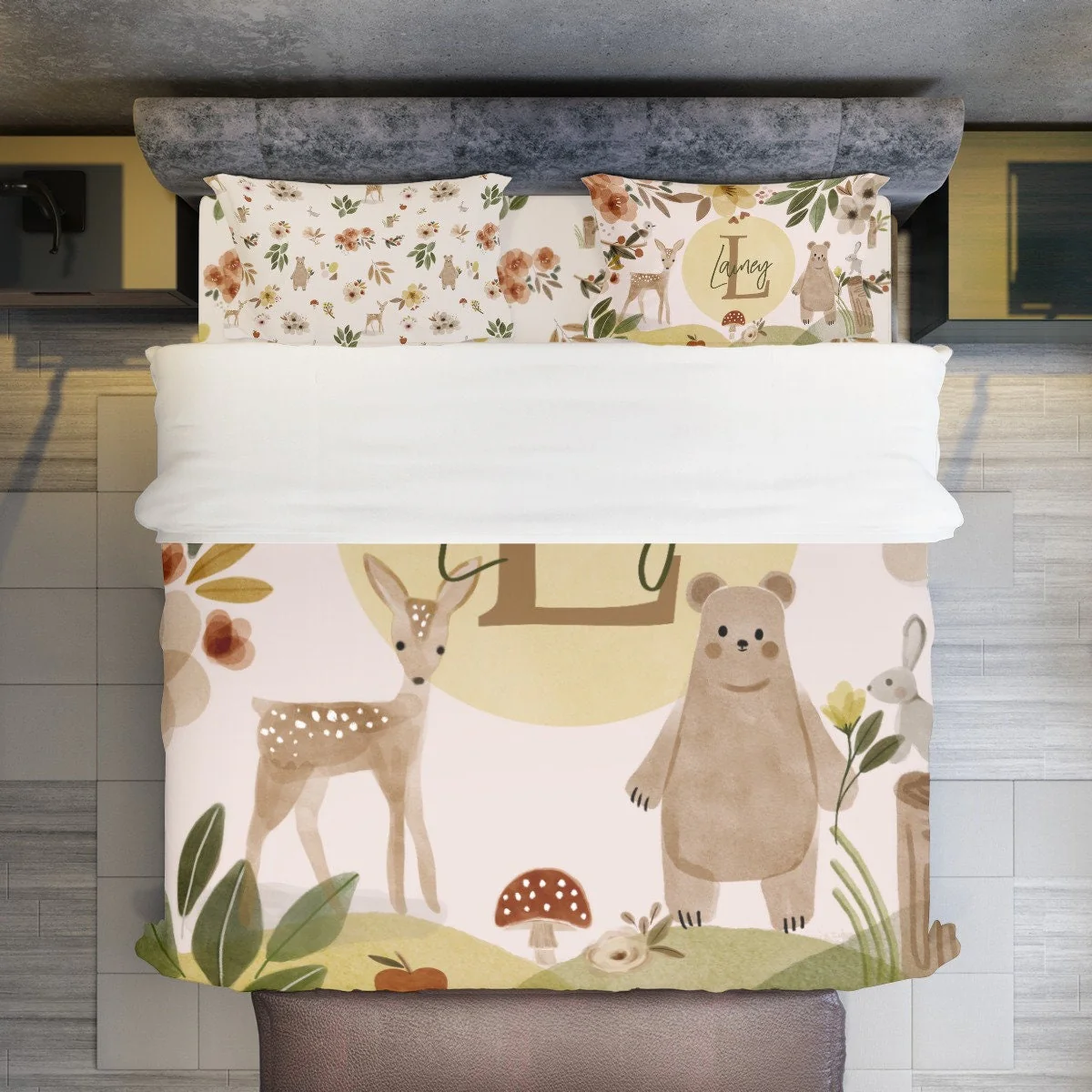 Brown Woodland Personalized Duvet Cover Set for Girl or Boy - Image 2
