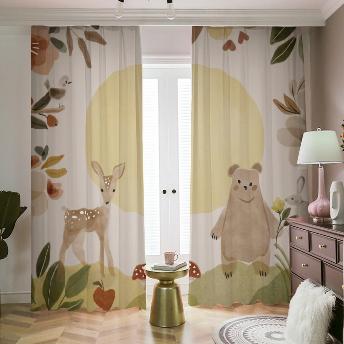 Brown Woodland Scene Blackout Curtains - Image 4