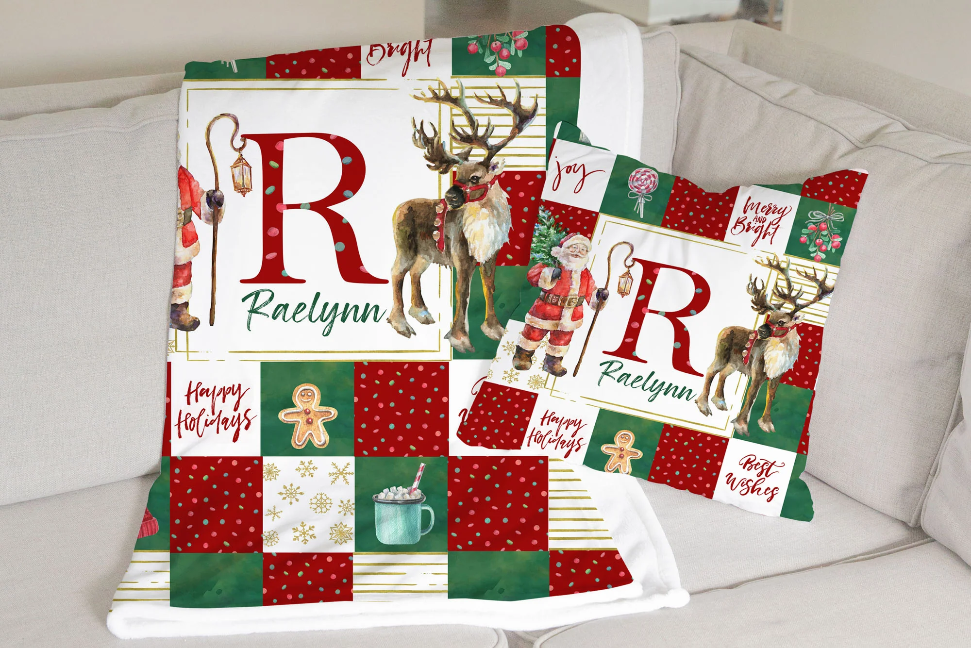 Christmas Monogrammed Personalized Pillow - Image 3