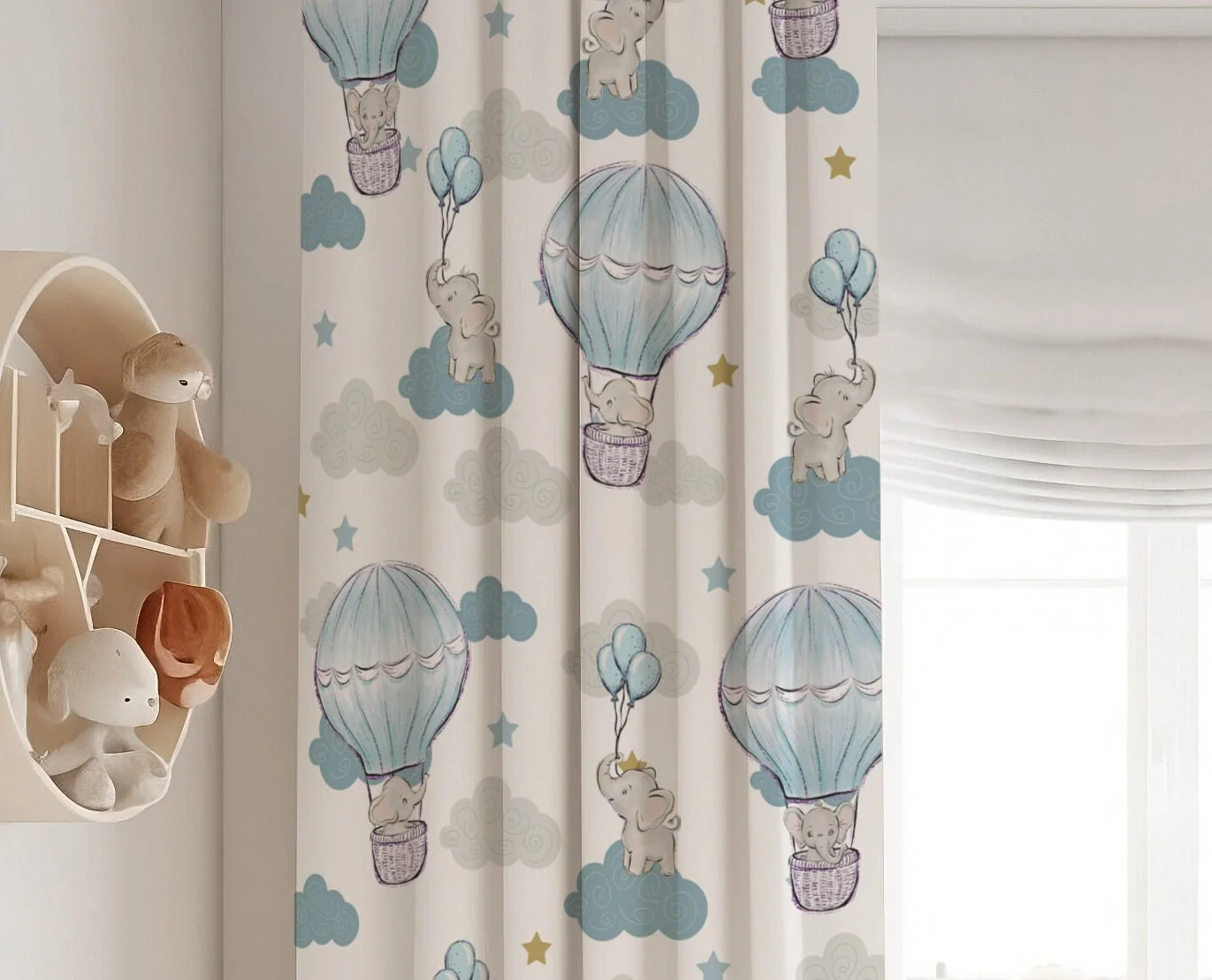 Elephants in Hot Air Balloons Blackout Curtains - Image 4