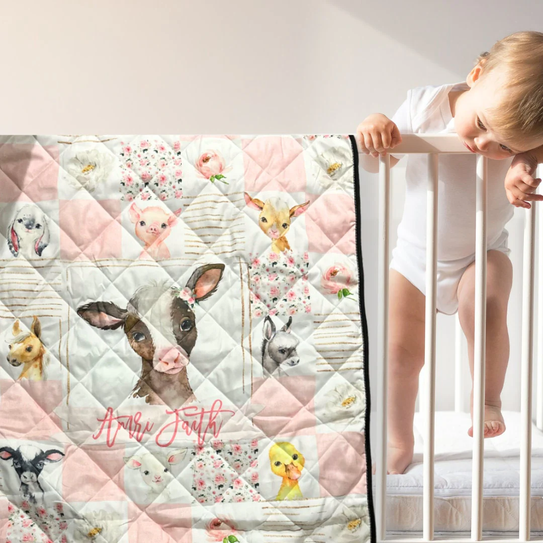Farm Animals Personalized Quilted Bedspread - Image 4