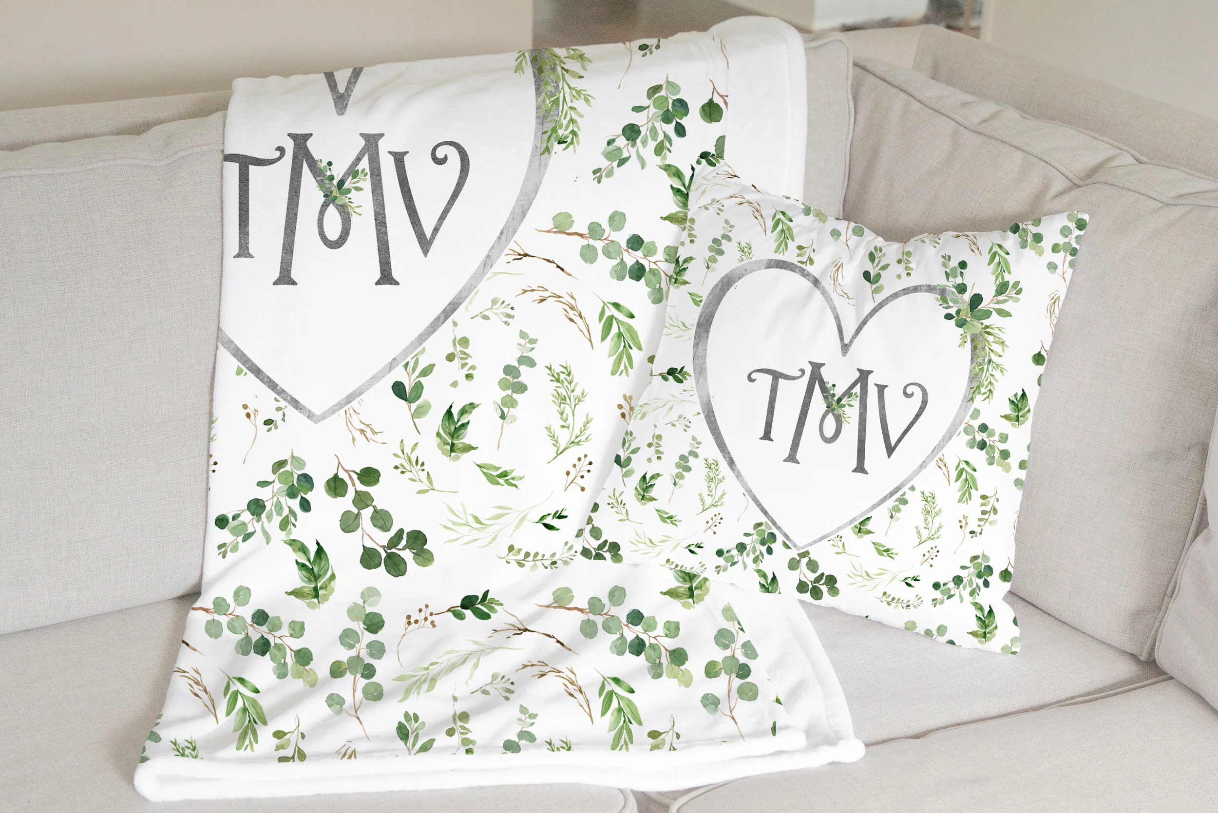 Greenery Monogrammed Pillow - Image 3