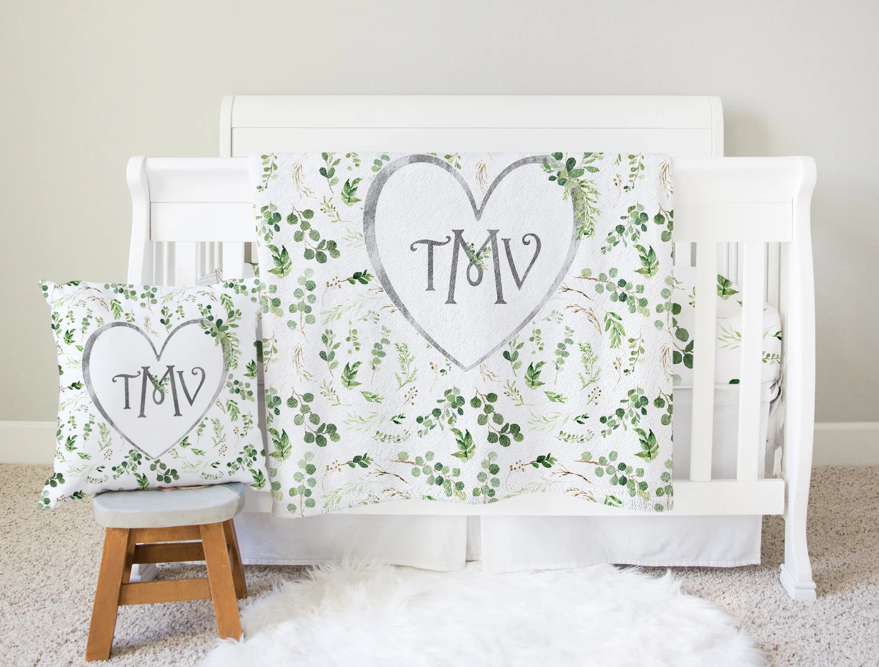 Greenery Monogrammed Pillow - Image 4