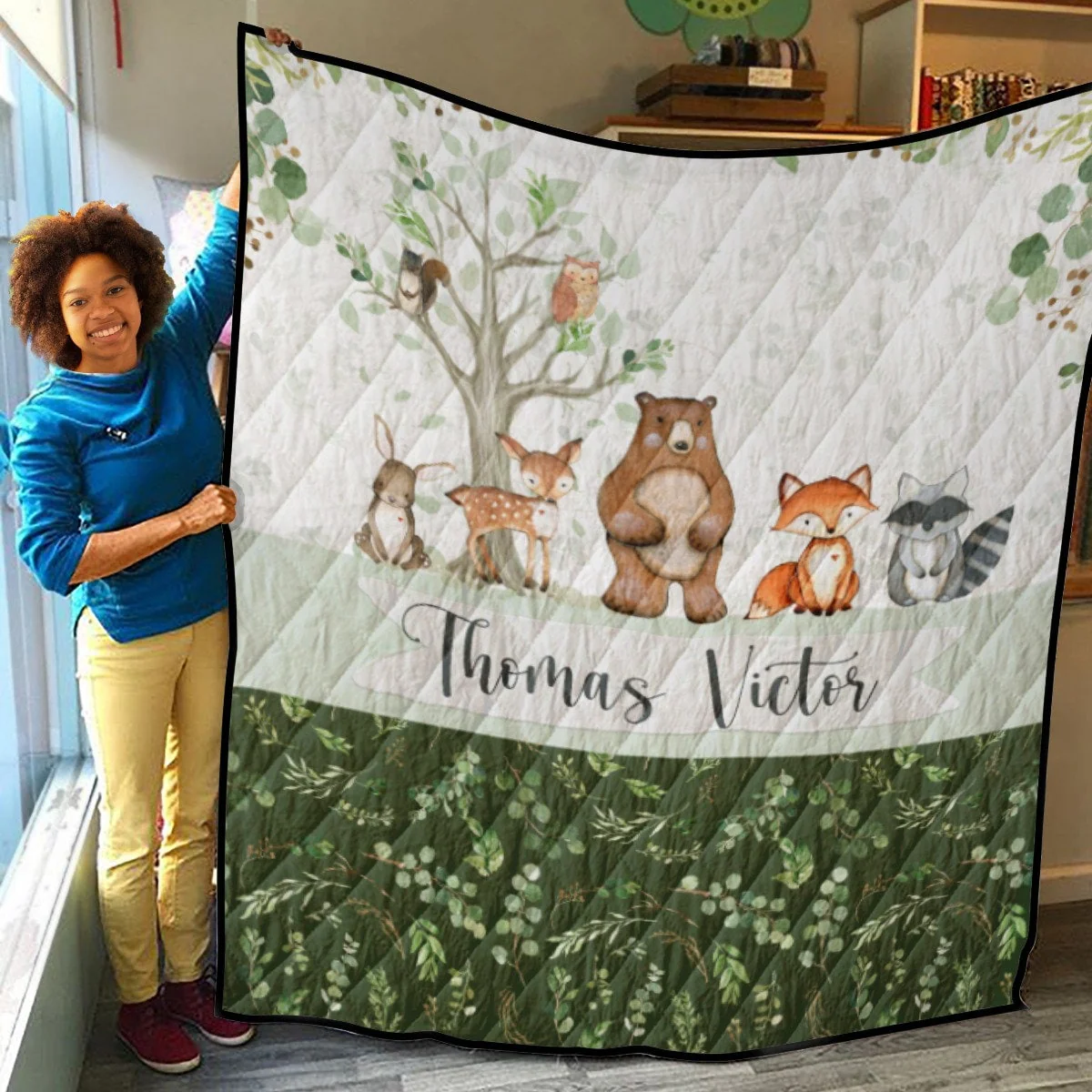 Woodland Friends Personalized Quilted Bedspread Set - Image 3