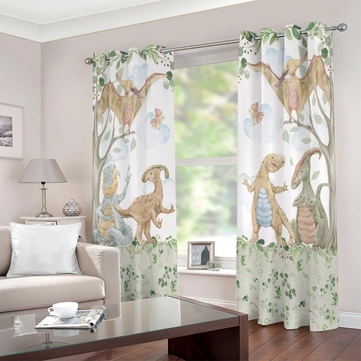 Greenery with Dinosaurs Blackout Curtains - Image 4