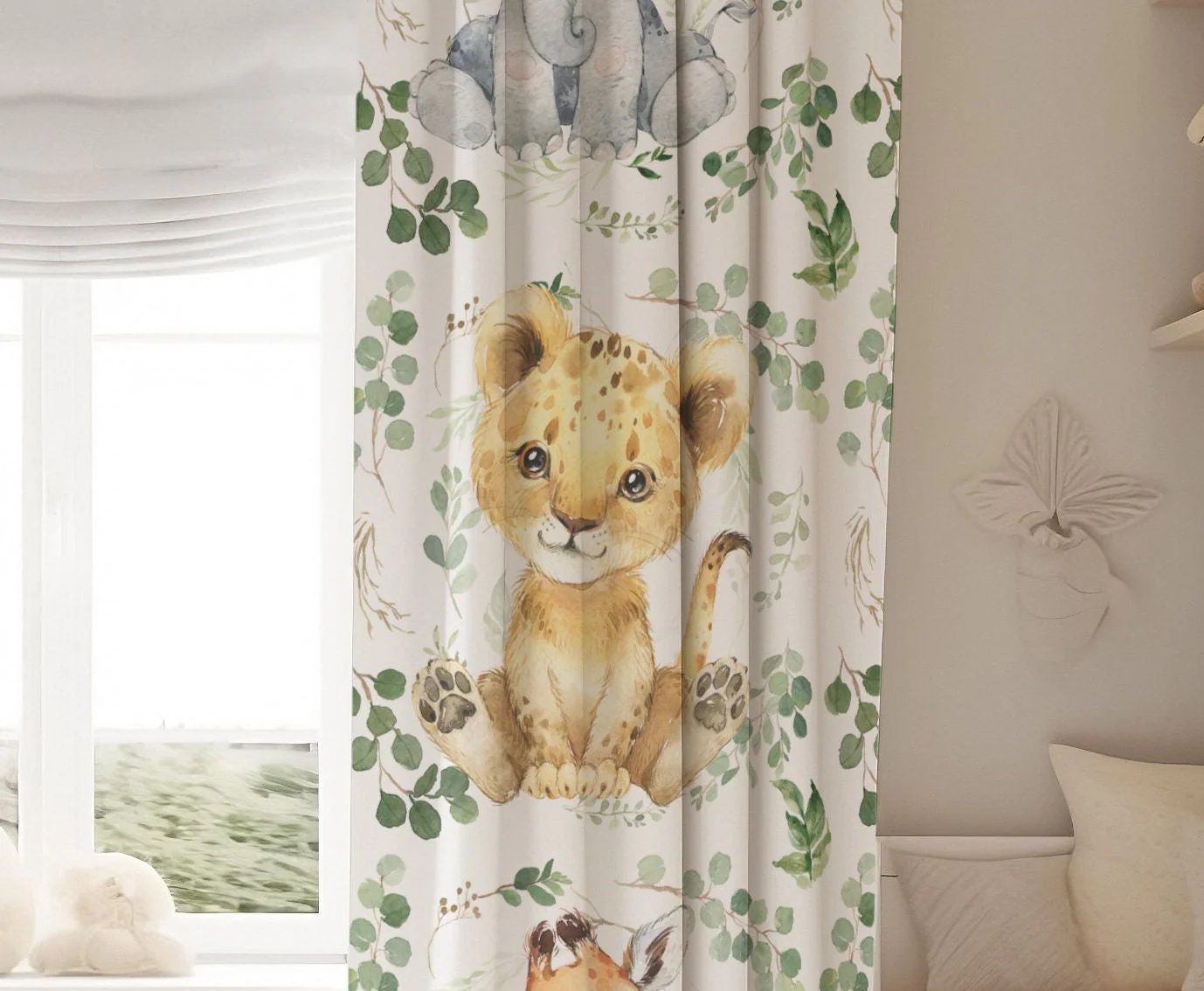 Greenery with Safari Babies Blackout Curtains - Image 2