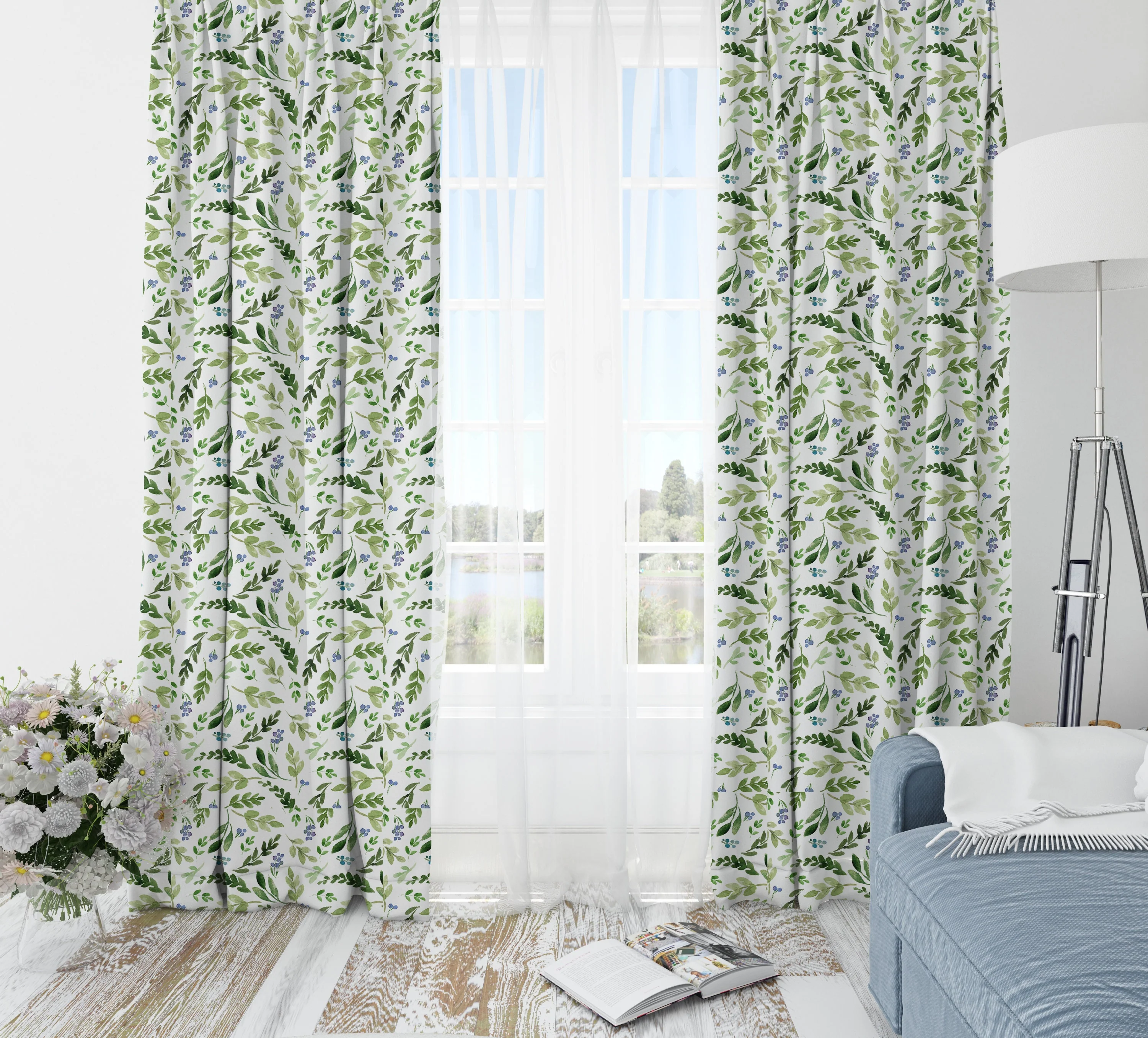 Leaves with Berries Blackout Curtains - Image 2