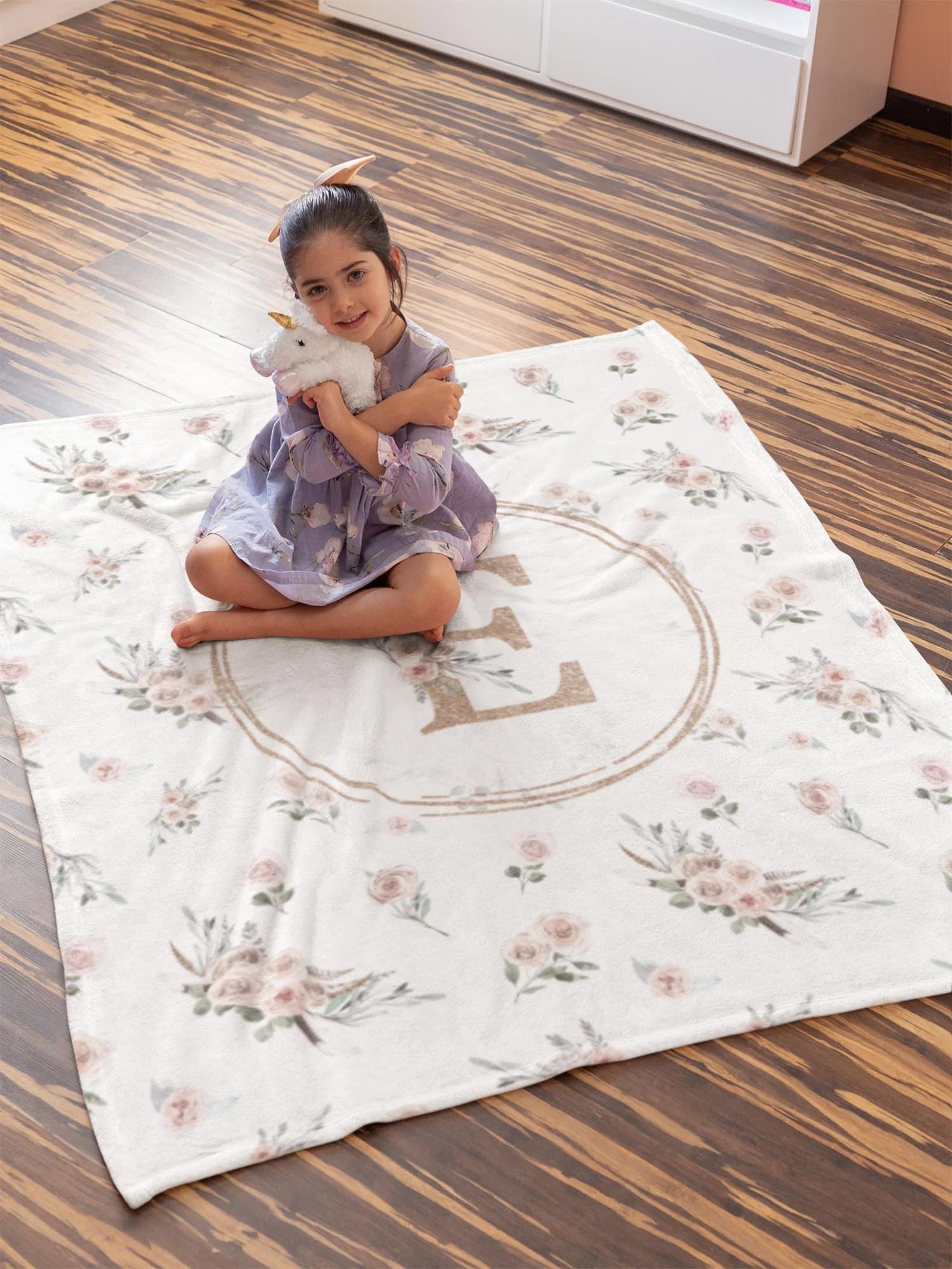 Modern Boho Patterned Monogrammed Blanket for Girl - Image 4