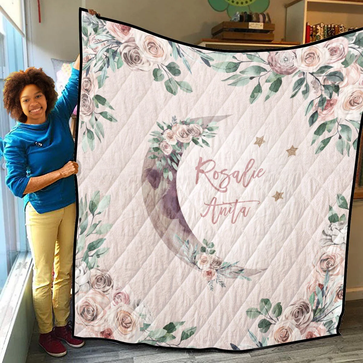 Modern Boho with Moon Personalized Quilted Bedspread Set - Image 3