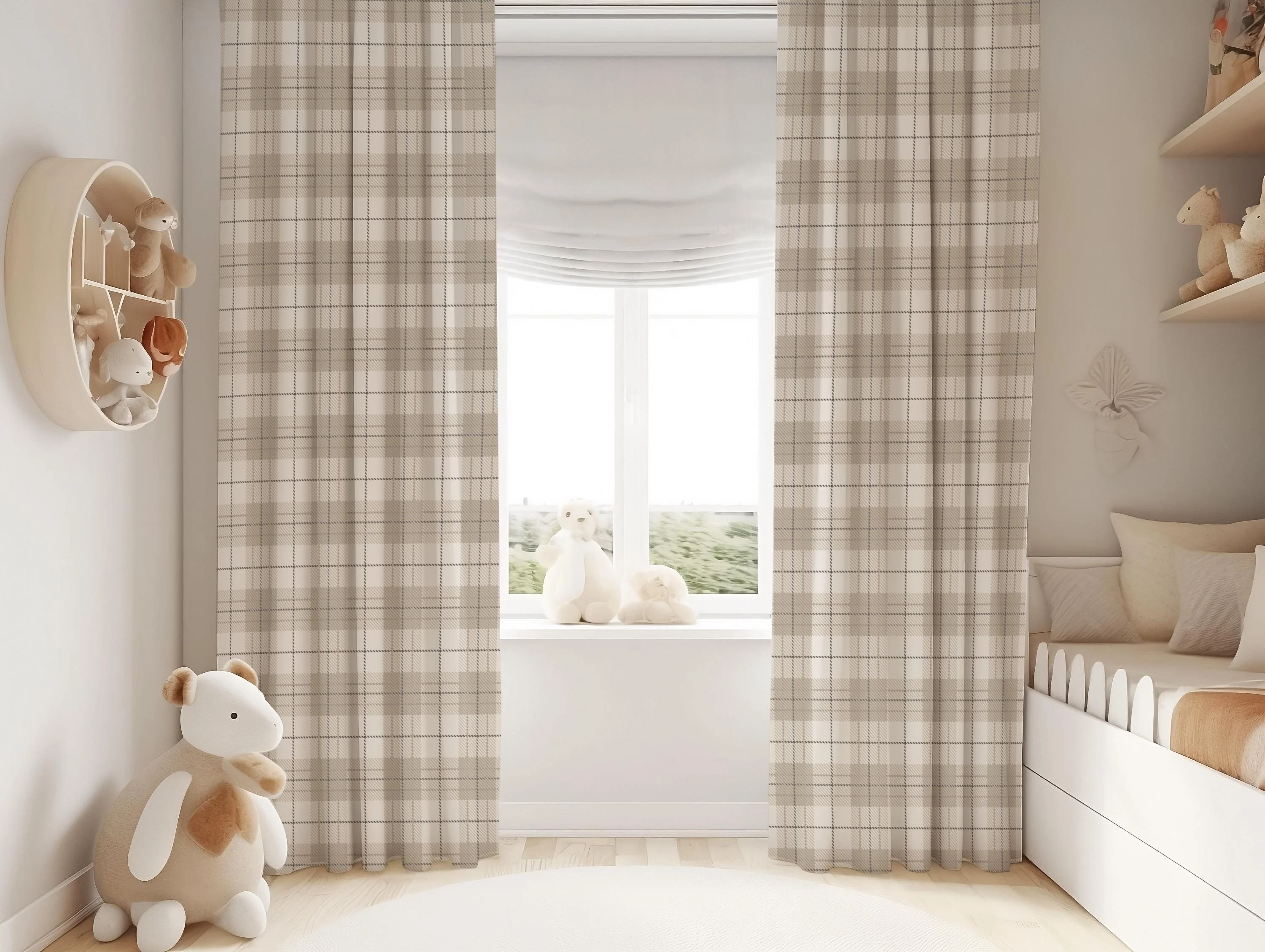 Neutral Plaid Crib Set with Quilt - Image 5