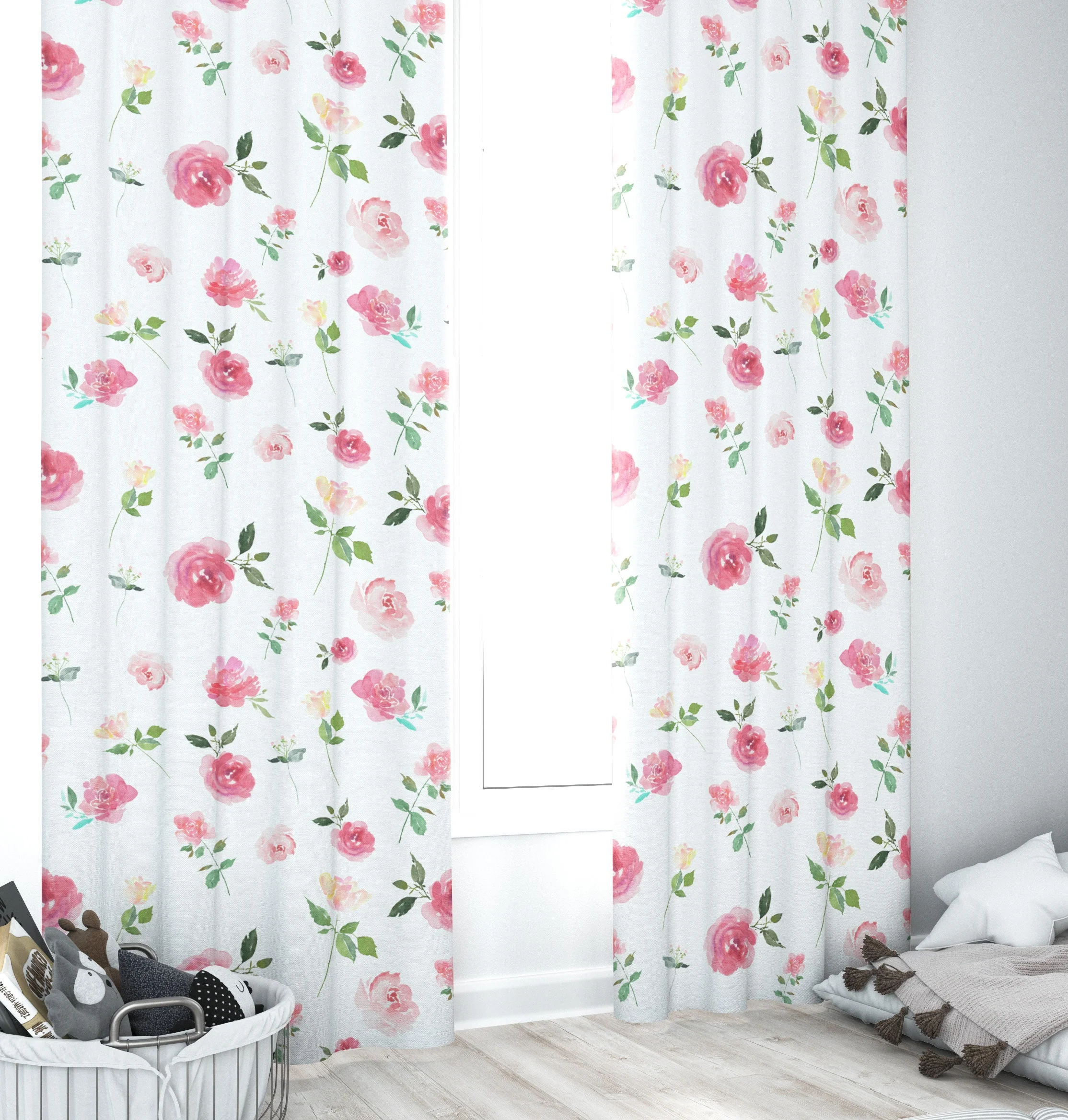 Pink Flowers Blackout Curtains - Image 2