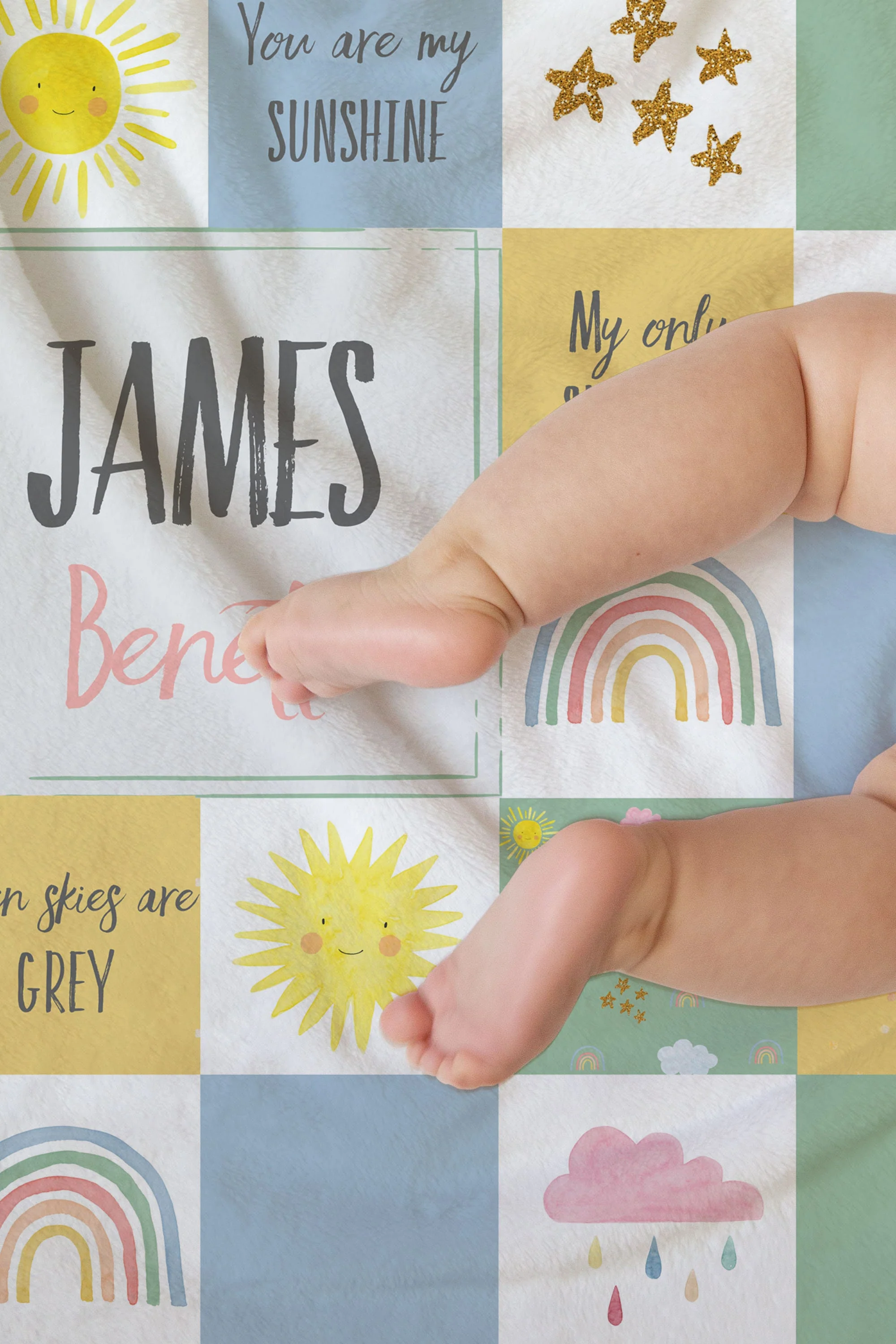 Rainbows and Suns Personalized Blanket For Boy - Image 2