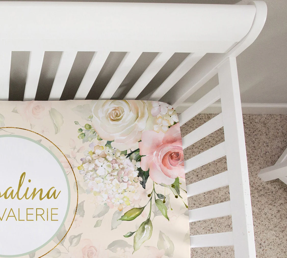 Roses Garden Personalized Crib Sheet for Girl - Image 2