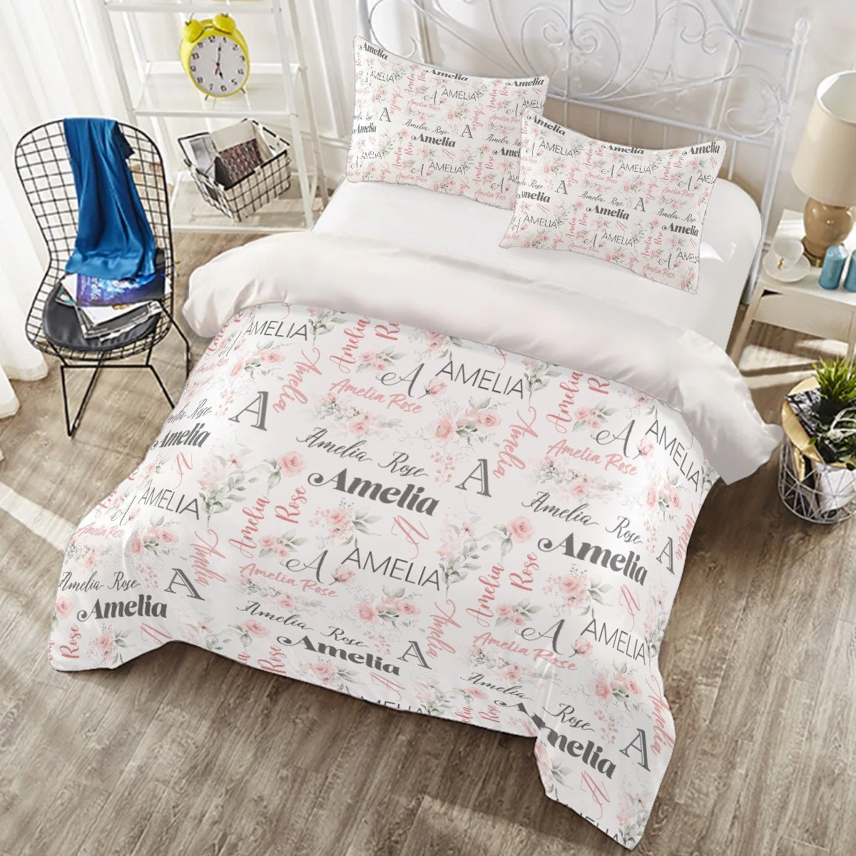Roses Garden Personalized Duvet Cover Set for Girl