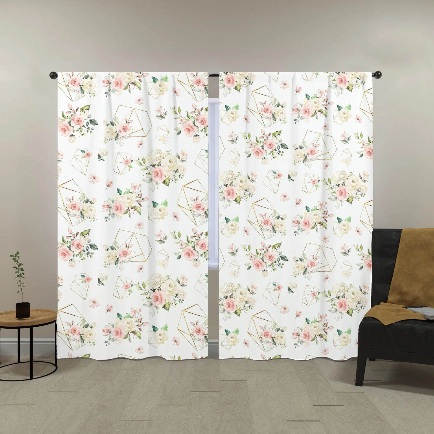 Roses Garden with Geometrcs Blackout Curtains - Image 2