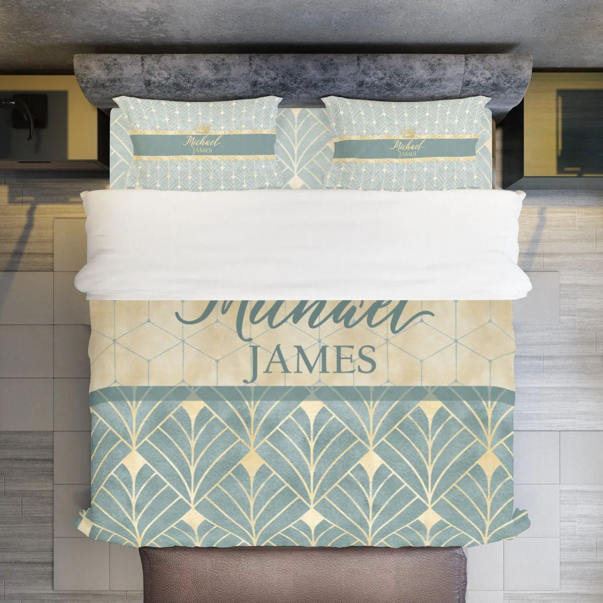 Royal Green Personalized Duvet Cover Set for Girl or Boy - Image 2