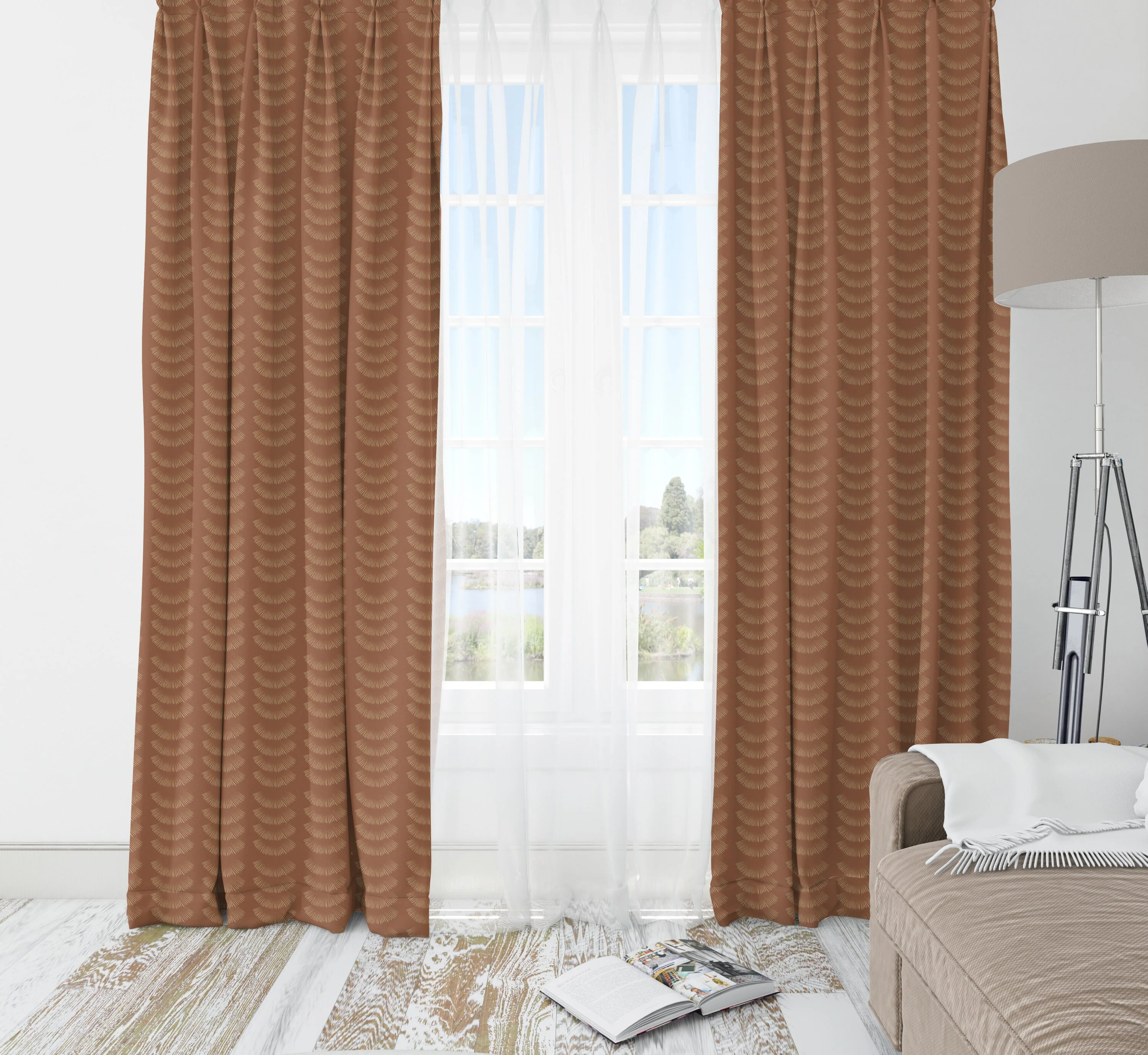 Rust Boho Patterned Blackout Curtains - Image 3