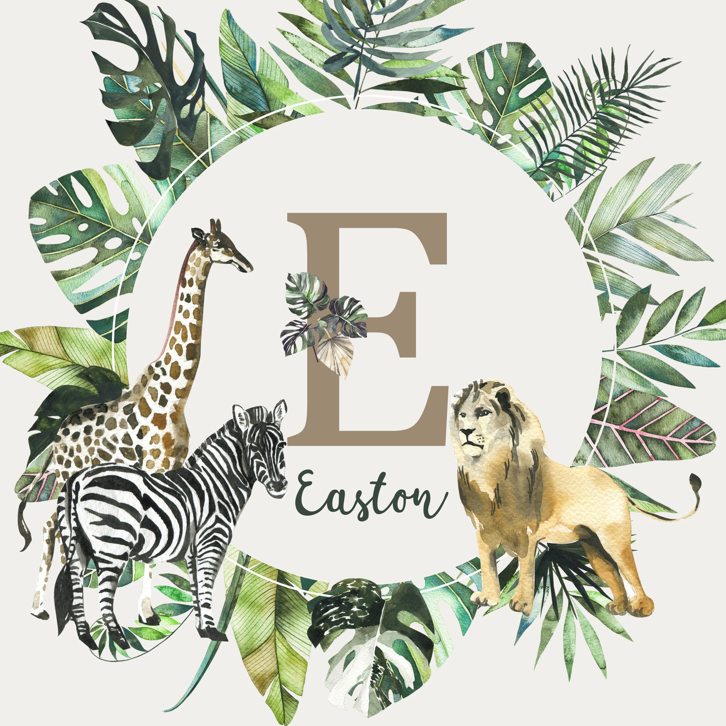 Safari Animals Monogrammed Pillow for Boy - Image 3