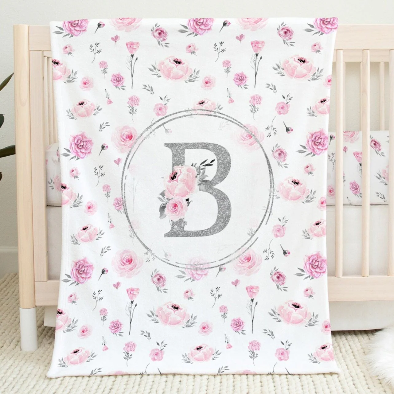 Silver Meadow Monogrammed Blanket for Girl