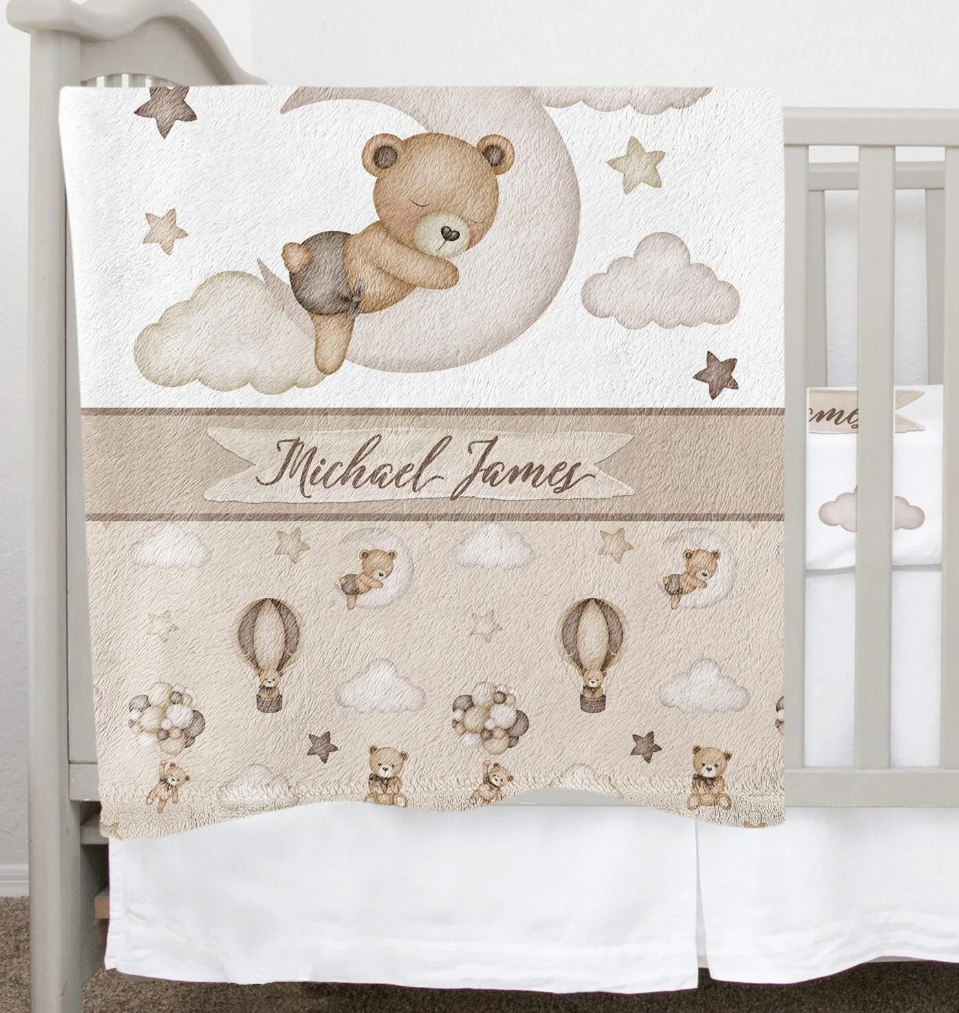 Teddy Bears Personalized Blanket For Boy