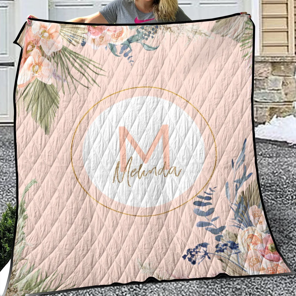 Tropical Flowers Personalized Quilted Bedspread Set - Image 2