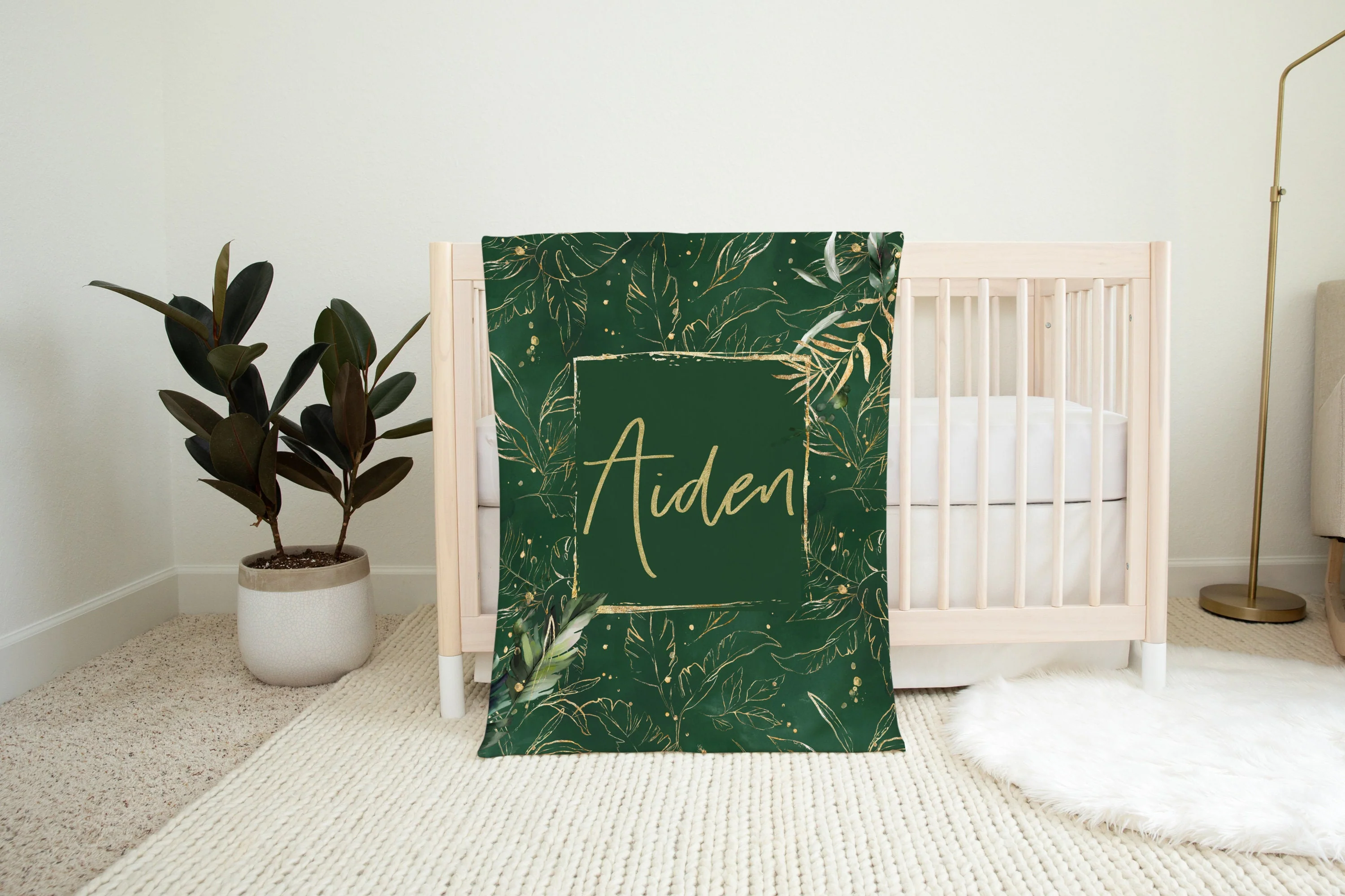 Tropical Dark Green Personalized Diaper Bag - Image 8