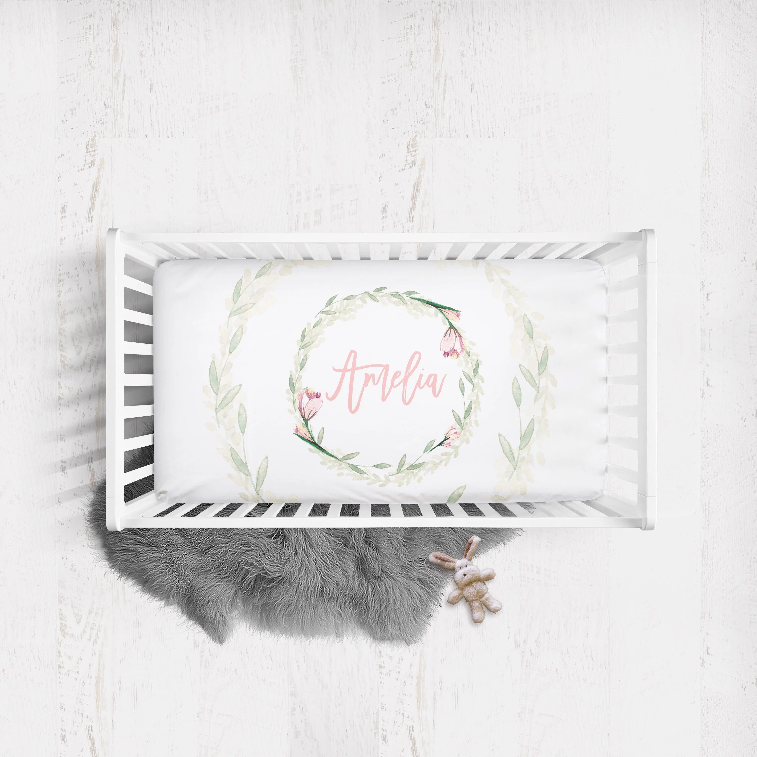Tulips Personalized Crib Sheet for Girl - Image 4