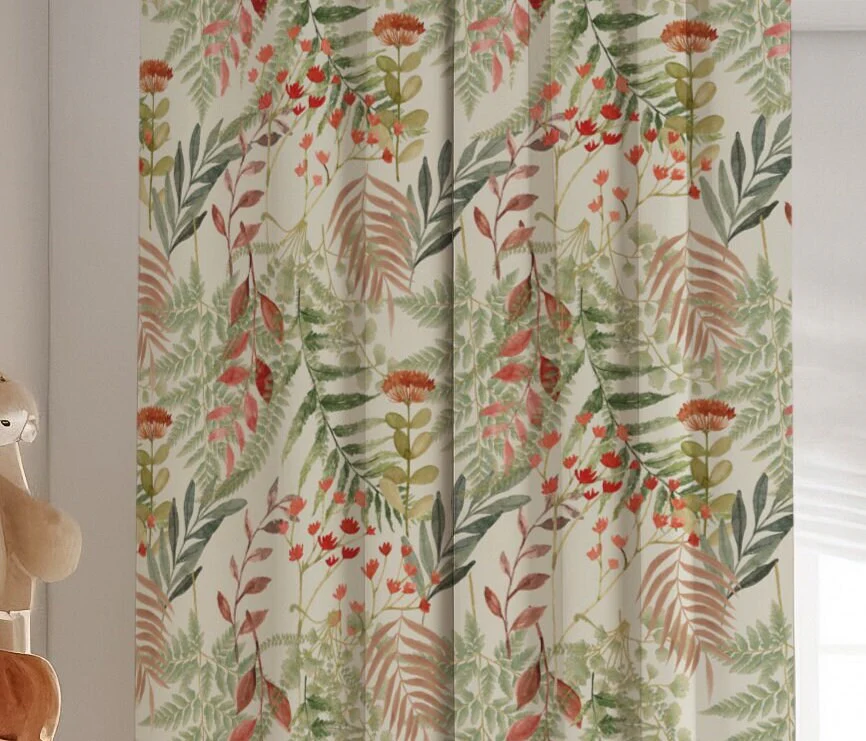 Vintage Green and Orange Blackout Curtains - Image 4