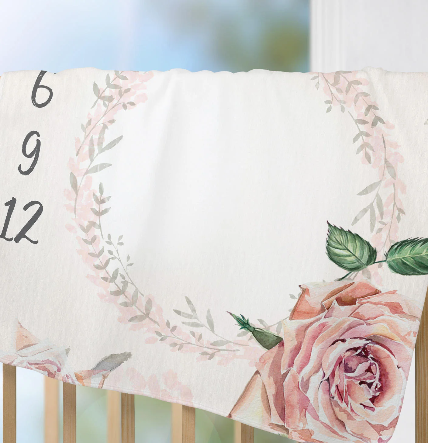 Vintage Roses Milestone Blanket for Girl - Image 4