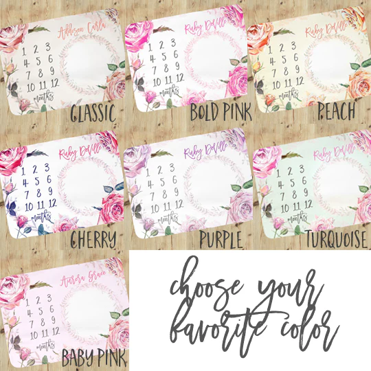 Vintage Roses Milestone Blanket for Girl - Image 6