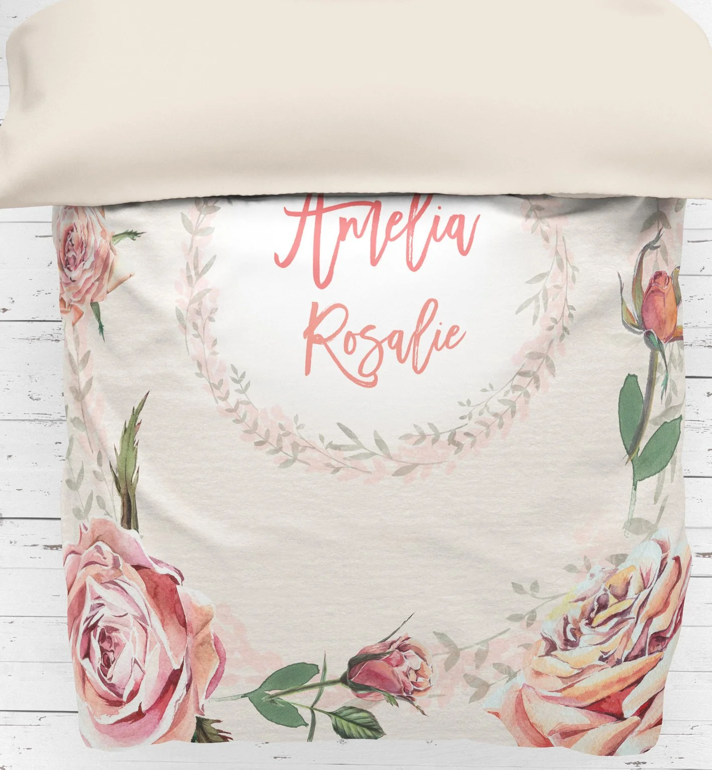 Vintage Roses Personalized Duvet Cover for Girl - Image 4