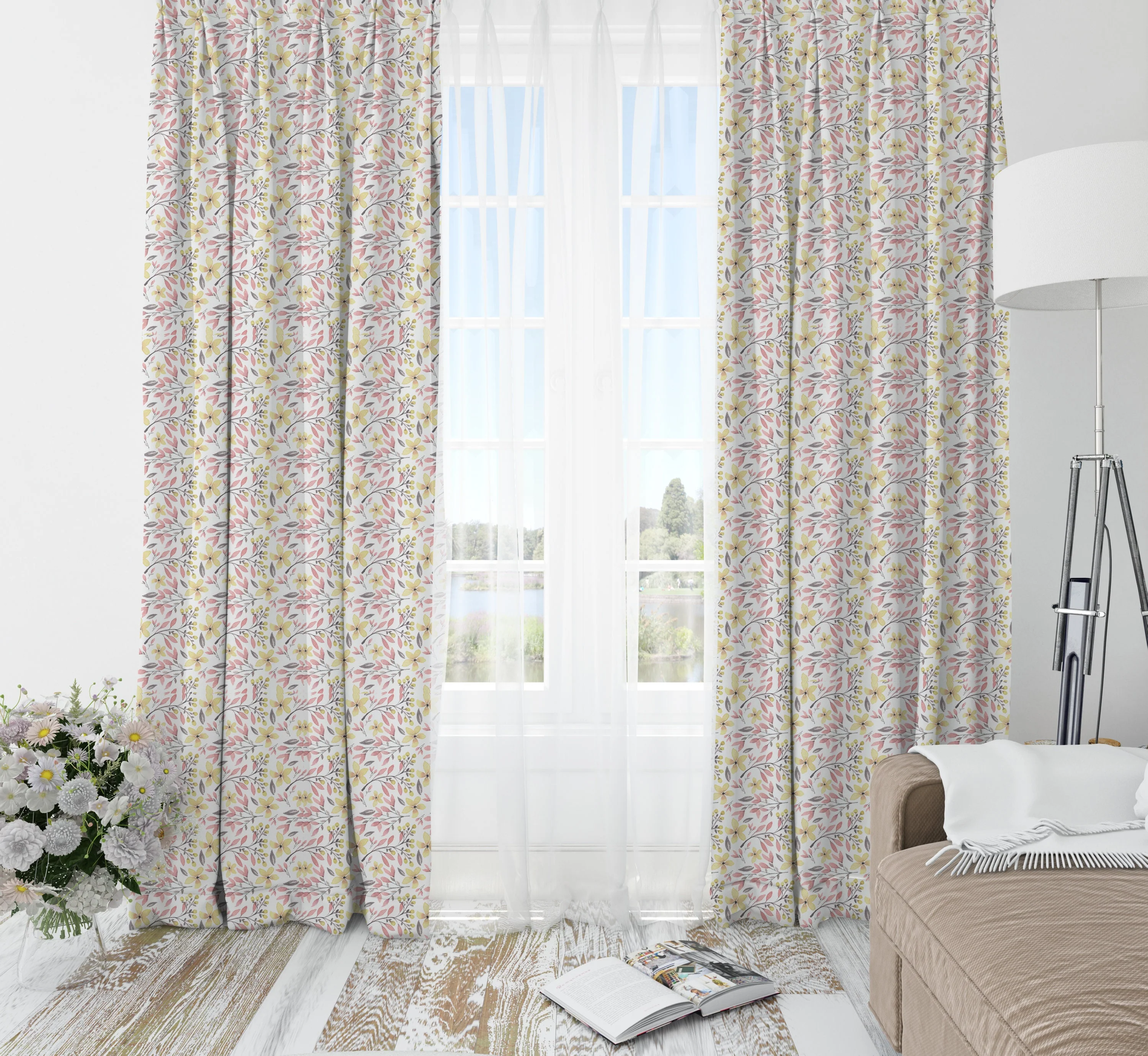 Yellow Leaves Blackout Curtains - Image 2
